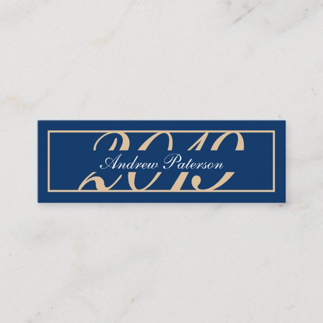 Elegant blue gold classic graduation insert card (Front)