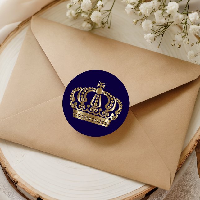 Elegant Blue Gold Crown Envelope Seal (Creator Uploaded)