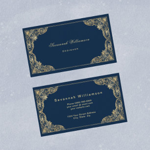 Elegant Blue Gold Customisable Business Card