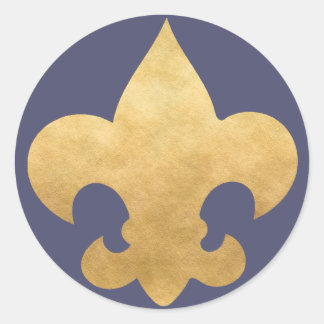 Elegant Blue & Gold Fleur De Lis Stickers Seals