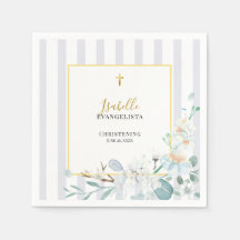 Elegant Blue Gold Floral Christening