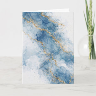 Elegant Blue Gold Glitter Abstract Flow            Card