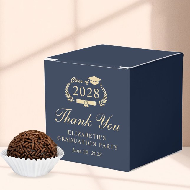 Elegant Blue Gold Graduation Party Thank You Favour Box (Creator Uploaded)