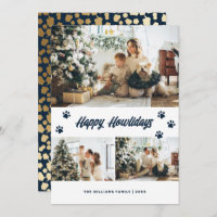 Elegant Blue Gold Happy Howlidays Photo