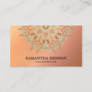 Elegant Blue & Gold Lotus Yoga Instructor Business Card
