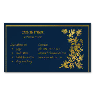 Elegant Blue & Gold Magnetic Business Card