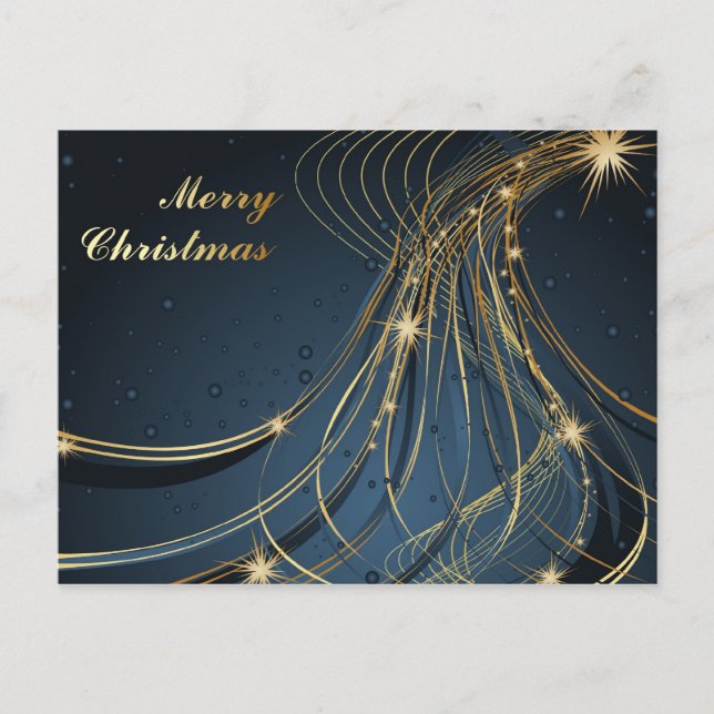 Elegant Blue & Gold Postcard (Front)