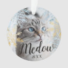 Elegant Blue & Gold Snowflake Customise Pet Photo