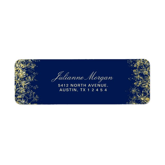 Elegant Blue Gold Snowflakes Merry Christmas  (Front)