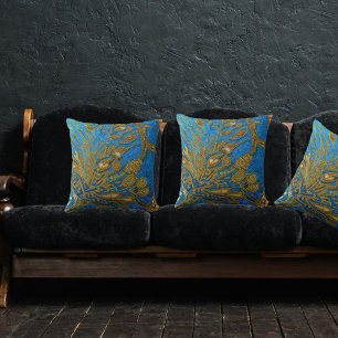 Elegant Blue Gold Stylish Chic Cushion