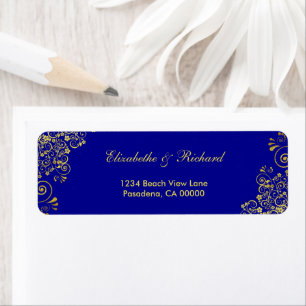 Elegant Blue Gold Swirls wedding