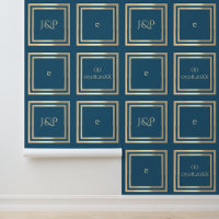 Elegant blue gold text names wedding decoration w