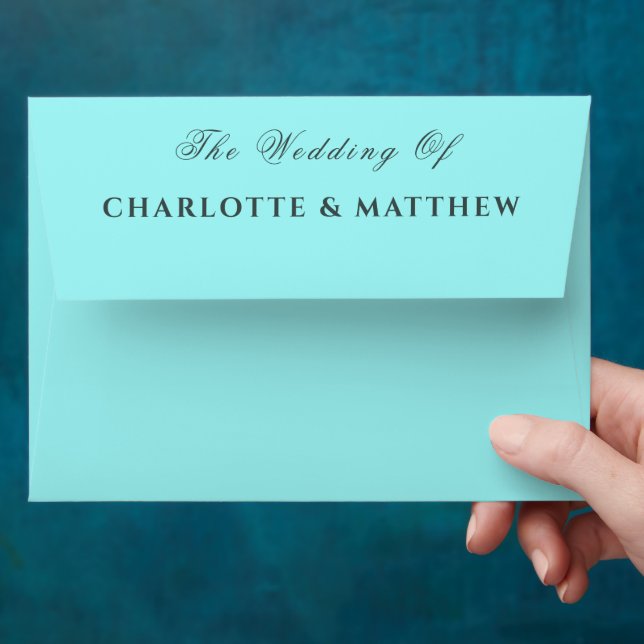 Elegant Blue & Gold Wedding Invitation  Envelope (Hand)