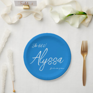 Elegant Blue Graduation Party She Did It Paper Plate