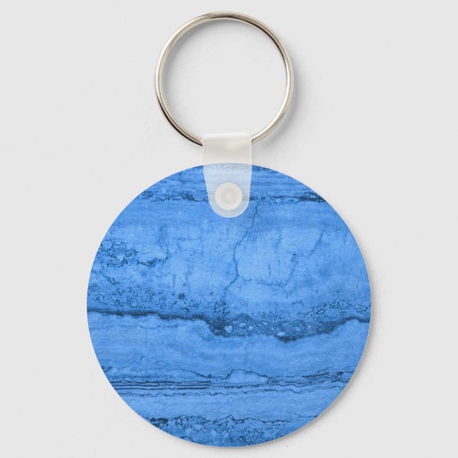 Elegant Blue Granite pattern blue marble  Key Ring (Front)
