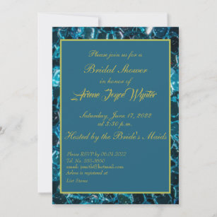 Elegant Blue Green and Gold Invitation