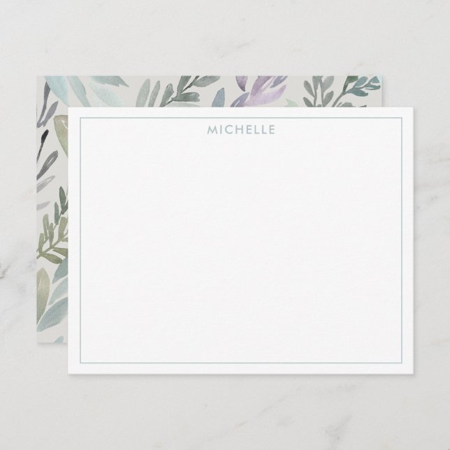 Elegant Blue Green Botanical Watercolor Pattern Card (Front/Back)