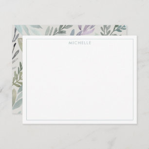 Elegant Blue Green Botanical Watercolor Pattern Card
