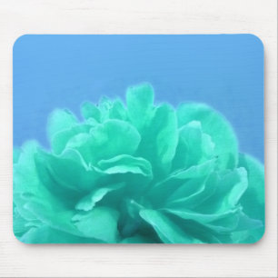 Elegant Blue Green Floral Mouse Pad