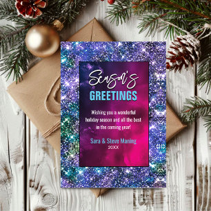 Elegant blue green Glitter Christmas new year 