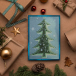 Elegant Blue Green Glitter Papercut Christmas Tree Holiday Card<br><div class="desc">Elegant Blue Green Glitter Papercut Christmas Tree Holiday Card is perfect for sending your Christmas wishes to friends and family! Beautiful Christmas Tree with a digital papercut and glitter effect, snow, and a blue background. This design is a unique artwork hand drawn and illustrated by me, so you won't find...</div>