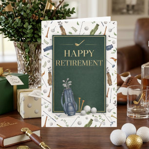 Elegant Blue Green Golf Theme Happy Retirement Card