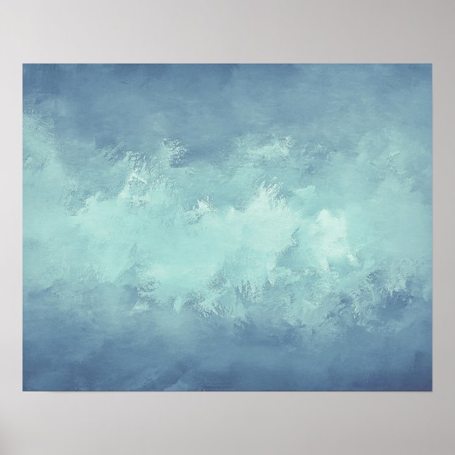 Elegant Blue Green Grunge Watercolor Background | Poster (Front)