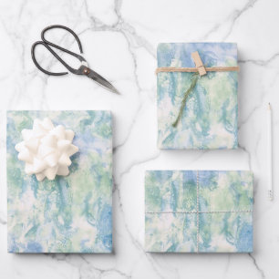 Elegant Blue Green Marbled Wrapping Paper Sheet
