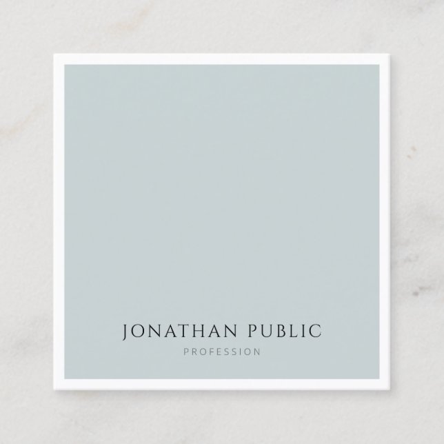 Elegant Blue Green Simple Template Modern Trendy Square Business Card (Front)