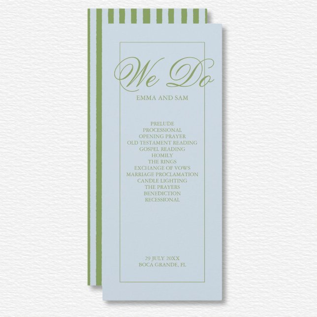 Elegant Blue Green Striped Wedding Program (Creator Uploaded)