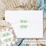 Elegant Blue Green Watercolor, Greenery Wedding Classic Round Sticker<br><div class="desc">Elegant envelope seal or favour sticker with delicate watercolor stains and hand painted watercolor greenery in  turquoise,  aqua,  dusty blue and soft green hues. Gold decorative accents. Part of our "Airy Blue and Green Watercolor" collection with variety of coordinating products.</div>