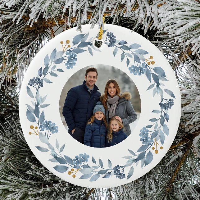 Elegant Blue Greenery Wreath Ceramic Tree Decoration (Creator Uploaded)