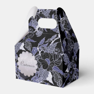 Elegant Blue & Grey Dark Floral Gable Favour Box