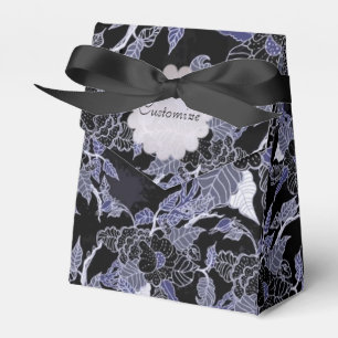 Elegant Blue & Grey Dark Floral Tent Favour Box