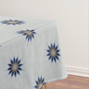Elegant Blue Grey Kaleidoscope Flower Pattern Tablecloth