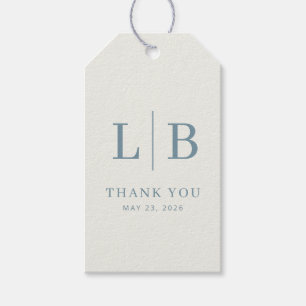 Elegant Blue-Grey Minimalist Wedding Favour Tag