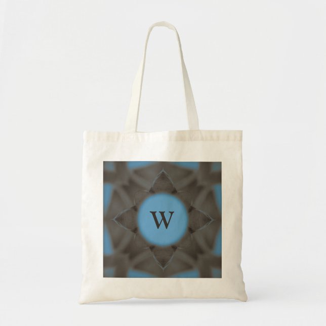 Elegant Blue Grey monogram Tote Bag (Front)