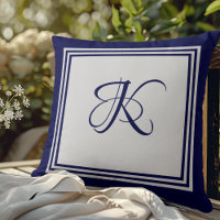 Elegant blue grey square pattern initial monogram