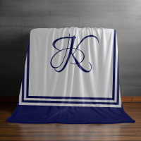 Elegant blue grey square pattern initial monogram