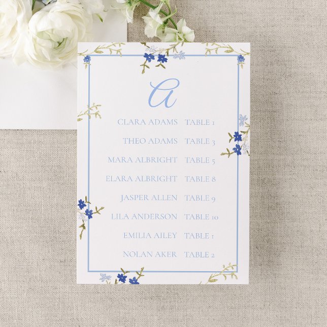 Elegant Blue & Grey Wedding Seating Chart Card (Creator Uploaded)