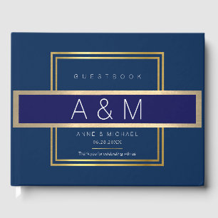 elegant blue guest messages book
