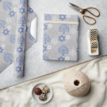 Elegant Blue Hanukkah Holiday Pattern Wrapping Paper<br><div class="desc">Digital Art</div>