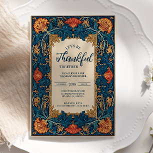 Elegant Blue Harvest Thanksgiving Celebration Invitation