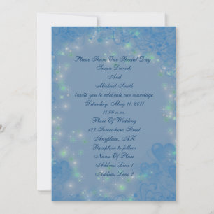 Elegant Blue Hearts Sparkly Lights Wedding Invitation