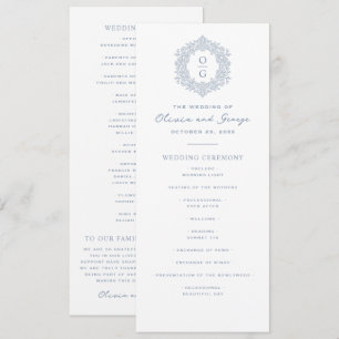 Elegant Blue Heirloom Wedding Programme