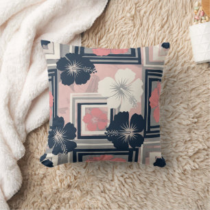 Elegant Blue Hibiscus Floral Pattern (10) Cushion