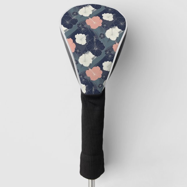 Elegant Blue Hibiscus Floral Pattern (10) Golf Head Cover (Front)