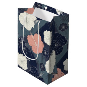 Elegant Blue Hibiscus Floral Pattern (10) Medium Gift Bag