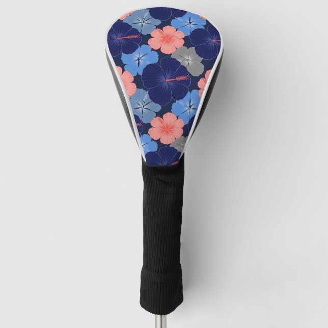 Elegant Blue Hibiscus Floral Pattern (11) Golf Head Cover (Front)