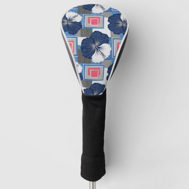 Elegant Blue Hibiscus Floral Pattern (3) Golf Head Cover (Front)